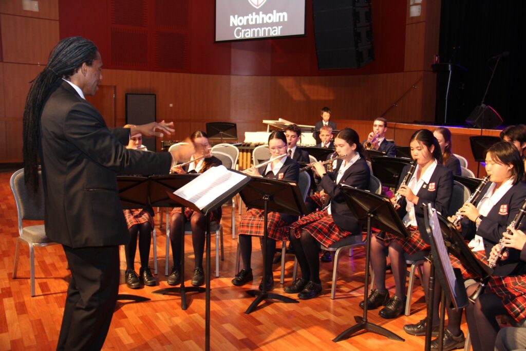 Students playing instruments